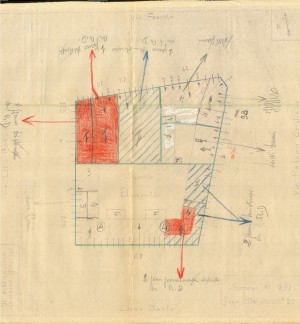 Bombardamenti aerei. Censimento edifici danneggiati o distrutti. ASCT Fondo danni di guerra inv. 899 cart. 18 fasc. 18. © Archivio Storico della Città di Torino