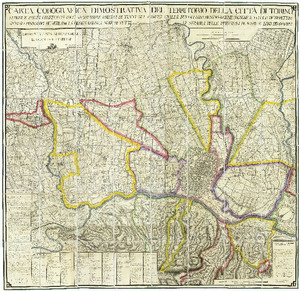 Giovanni Amedeo Grossi, Carta corografica dimostrativa del territorio della Città di Torino. © Archivio Storico della Città di Torino