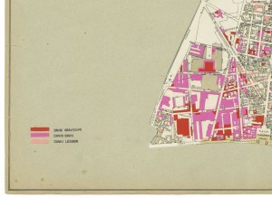 Danni arrecati agli stabili 1:5000, 1942-1945. Zona 7: Borgate Monte Rosa e Monte Bianco, Barriera di Milano. ASCT, Tipi e disegni, cart. 68, fasc. 2 disegno 7 – quadrante 3. © Archivio Storico della Città di Torino