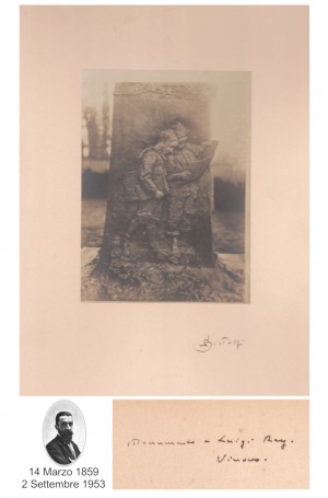 Leonardo Bistolfi, Monumento a Luigi Rey, Vinovo. Fotografia (autografata dallo scultore) di Corrado Ricci (1858 - 1934), stampa di P. Carlevaris, Torino. © MuseoTorino