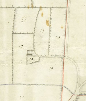 Cascina Nuova di corso Unione Sovietica. Carlo Gerolamo Re, Disegno dei terreni della Baronia della Generala, 1674, © Archivio Storico della Città di Torino