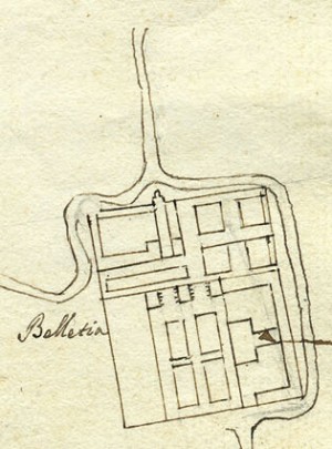 Cascina Bellezia. Planimetria dei territori tra Torino e Beinasco, 1740-1742. © Archivio Storico della Città di Torino