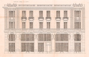 Facciata verso via Viotti-progetto edilizio casa Della Zoppa/Molteni (ASCT, PE I cat. 1905/184)