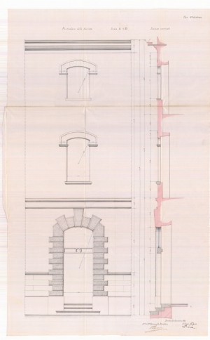 Particolare della facciata in scala 1:20, 1886.