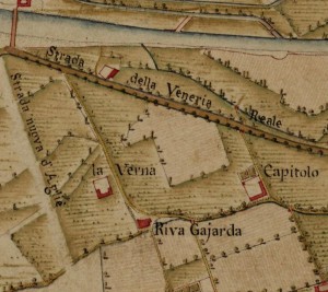 Cascina Verna nel quartiere Aurora. AST, Carta Topografica della Caccia, 1760-1766 circa. © Archivio di Stato di Torino