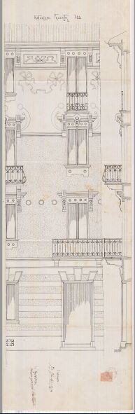 Particolare facciata-progetto edilizio casa Aime/Benazzo (ASCT, PE I cat. 1910/281)