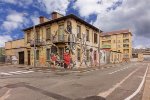 Artisti vari, murale senza titolo, 2014, Officine Corsare, via Pallavicino