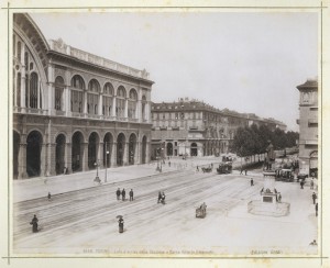 Stazione di Porta Nuova e corso Vittorio Emanuele II. Fotografia Brogi. © Archivio Storico della Città di Torino