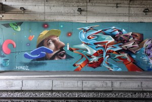 MKE, murale nella Stazione Ferroviaria Stura, 2015. Fotografia di Roberto Cortese, 2017 © Archivio Storico della Città di Torino