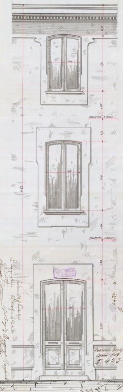 Particolare facciata - progetto edilizio casa Strocchi/Frapolli (ASCT, PE I cat. 1904/423)