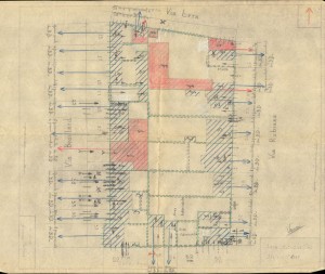 Bombardamenti aerei. Censimento edifici danneggiati o distrutti. ASCT Fondo danni di guerra inv. 1385 cart. 28 fasc. 13. © Archivio Storico della Città di Torino