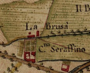 Cascina Brusà. Carta Topografica della Caccia, 1760-1766 circa, ©Archivio di Stato di Torino