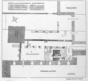 Planimetria della chiesa del Salvatore scoperta nel 1909; da P.Toesca 1910.
