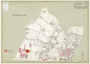 Danni arrecati agli stabili 1:5000, 1942-1945. Zona 15: Borgate Parella e Lionetto, Aeronautica-Pellerina. ASCT, Tipi e disegni, cart. 68, fasc. 2 disegno 15. © Archivio Storico della Città di Torino