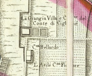 Cascina La Grangia, Grange. Amedeo Grossi, Carta Corografica dimostrativa del territorio della Città di Torino, 1791. © Archivio Storico della Città di Torino