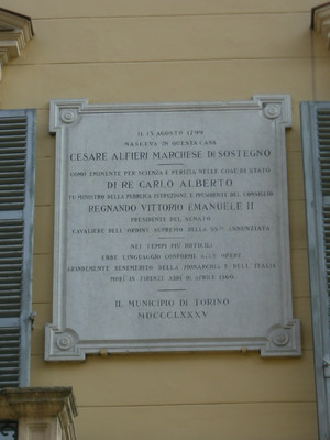 Lapide dedicata a Cesare Alfieri di Sostegno. Fotografia di Elena Francisetti, 2010. ©  MuseoTorino