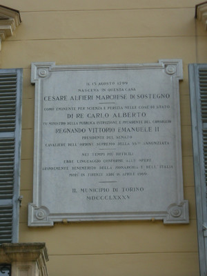 Lapide dedicata a Cesare Alfieri di Sostegno. Fotografia di Elena Francisetti, 2010. ©  MuseoTorino