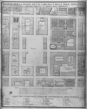 Planimetria di Piazza Carlina, 1760-1770. © Archivio di Stato di Torino