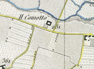 Cascina Comotto. Antonio Rabbini , Topografia della Città e Territorio di Torino, 1840. © Archivio Storico della Città di Torino