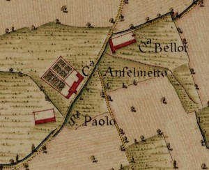 Cascina Bianco e cascina San Paolo. Carta Topografica della Caccia, 1760-1766 circa, ©Archivio di Stato di Torino
