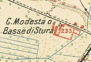 Cascina Bassa di Stura, già La Modesta. Pianta di Torino e dintorni, 1911, © Archivio Storico della Città di Torino