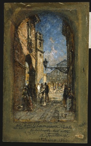 Antonio Fontanesi, Piazza San Giovanni e Duomo da via IV Marzo, 1888. © Fondazione Torino Musei - Archivio fotografico.