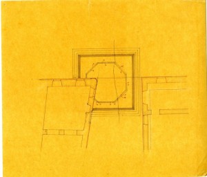 Pianta della torre al di sotto degli edifici moderni, Archivio Disegni Soprintendenza per i Beni Archeologici del Piemonte e del Museo Antichità Egizie, © Soprintendenza per i Beni Archeologici del Piemonte e del Museo Antichità Egizie