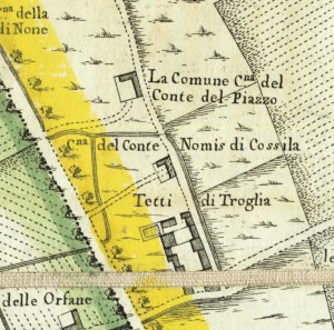 Cascina Cossilla. Amedeo Grossi, Carta Corografica dimostrativa del territorio della Città di Torino, 1791, © Archivio Storico della Città di Torino