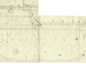 Tipo dimostrativo del corso delle acque, che si derivano dalla Dora per la ficca Pellerina, prima metà XVII secolo. © Archivio Storico della Città di Torino