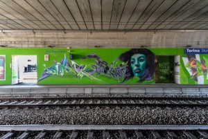 MKE, Murale nella Stazione Ferroviaria Stura, 2015. Fotografia di Roberto Cortese, 2017 © Archivio Storico della Città di Torino