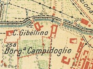 Cascina Anselmetti e cascina Calcaterra. Pianta di Torino e dintorni, 1911. © Archivio Storico della Città di Torino