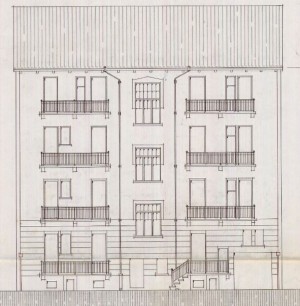 Facciata verso il cortile - progetto edilizio casa Gamna/Frapolli (ASCT, PE I cat. 1912/384)