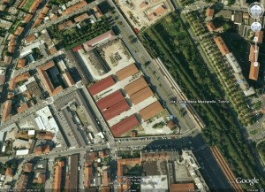 Magazzino del Genio Guastatori. Fotografia aerea dei magazzini “De Sanctis”.
