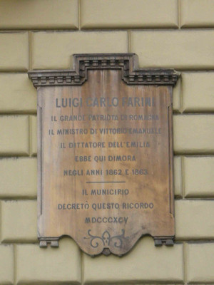 Lapide dedicata a Luigi Carlo Farini. Fotografia di Elena Francisetti, 2010. © MuseoTorino