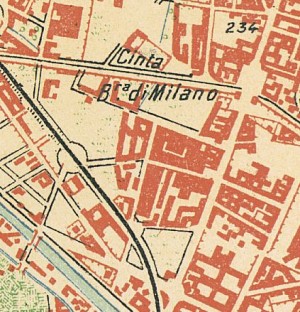 Cascina Verna nel quartiere Aurora. Istituto Geografico Militare, Pianta di Torino e dintorni, 1911. © Archivio Storico della Città di Torino