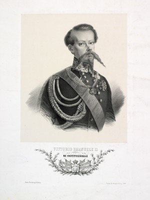 Vittorio Emanuele II. Litografia Doyen, 1850. © Archivio Storico della Città di Torino