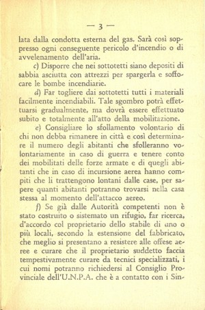 Unione Nazionale Protezione Antiaerea. Norme per il capo fabbricato, pagina 3 di 8. ASCT, Miscellanea sicurezza pubblica 58. © Archivio Storico della Città di Torino