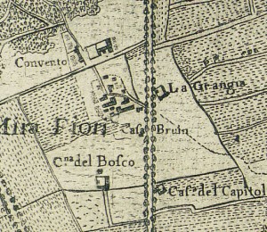 Cascina La Grangia, già Lagrange.Stagnon, Plan de la Forêt Impêriale de Stupinis, 1750-1800. © Archivio Storico della Città di Torino