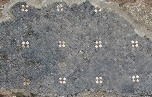 Particolare del mosaico con decorazione a crocette, © Soprintendenza per i Beni Archeologici del Piemonte e del Museo Antichità Egizie