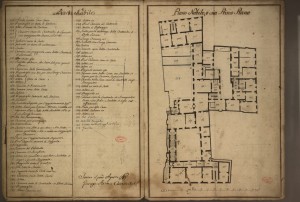 Pianta di tutti li Piani del Palazzo del Marchese Agostino Ripa Buschetti di Giaglione e Meana, 1769. Biblioteca civica centrale, Cartografico  8/8.8.06© Biblioteche civiche torinesi