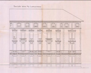 Facciata verso via Lamarmore-progetto edilizio casa Ruggia/Ceresa (ASCT, PE I cat. 1909/381)