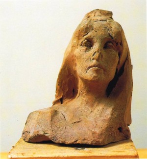 Bozzetto in terracotta particolare della testa. Monumento funerario Pansa © Comune di Casale Monferrato, 2001.