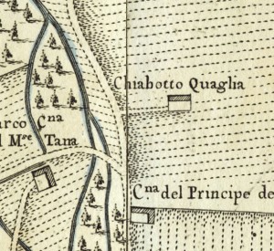 Cascina Chiabotto Quaglia. Amedeo Grossi, Carta Corografica dimostrativa del territorio della Città di Torino, 1791, © Archivio Storico della Città di Torino