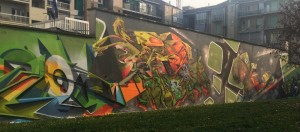 BOCS, ENCS, MR. BLOB, RESER, Ride e di Weed, murales senza titolo, 2016/2018, giardini Firpo, corso Dante