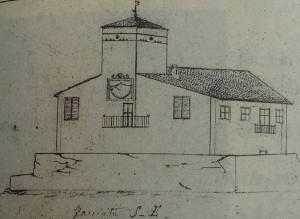 Cascina Antioca con meridiana, 1866, disegno. Riproduzione da libro