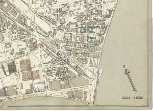 Bombe e mezzi incendiari lanciati 1:5000, 1942-1945. Zona 8: Barriera di Milano - Borgata Vittoria Acciaierie - Fossata - Madonna di Campagna. ASCT, Tipi e disegni, cart. 68, fasc. 1 disegno 8, quadrante 2. © Archivio Storico della Città di Torino 