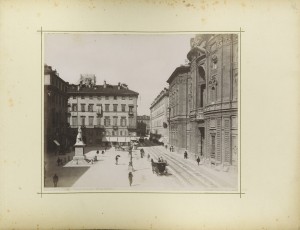 Monumento a Vincenzo Gioberti e piazza Carignano. Fotografia Brogi. © Archivio Storico della Città di Torino