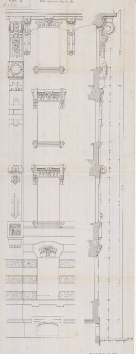 Particolare facciata - progetto edilizio casa Società Cooperativa per Abitazioni Civili/Gribodo (ASCT, PE I cat. 1908/345)