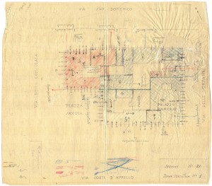 Bombardamenti aerei. Censimento edifici danneggiati o distrutti. ASCT Fondo danni di guerra inv. 21 cart. 1 fasc. 21. © Archivio Storico della Città di Torino
