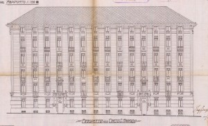 Facciata verso corso San Maurizio - progetto edilizio casa Frascari/Momo (ASCT, PE I cat. 19010/379)